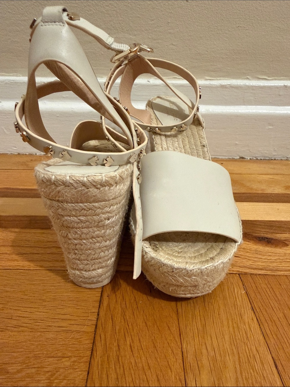 kate spade Cream Espadrille Wedge Sandals with Ankle Strap